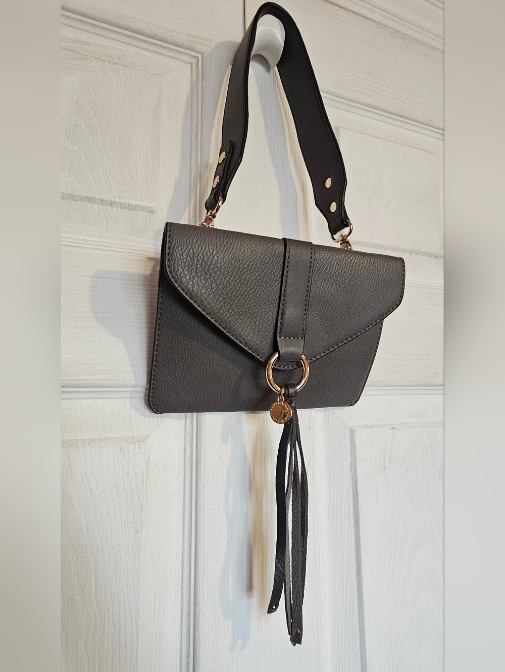 Poppy & Peonies Black Clutch with Strap • Gold Hardware • Envelope Style